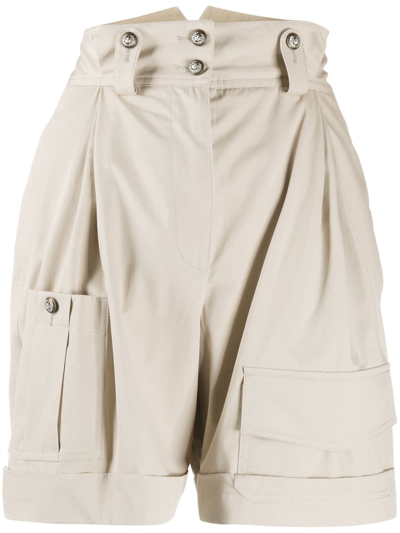 Dolce & Gabbana Beige Cotton Pleated High Waist Casual Shorts In Neutrals