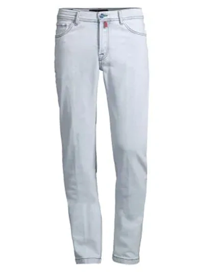 Kiton Light Wash Straight-fit Jeans In Light Grey Blue