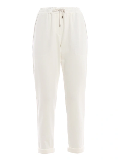 Brunello Cucinelli Embellished Joggers Style Trousers In White