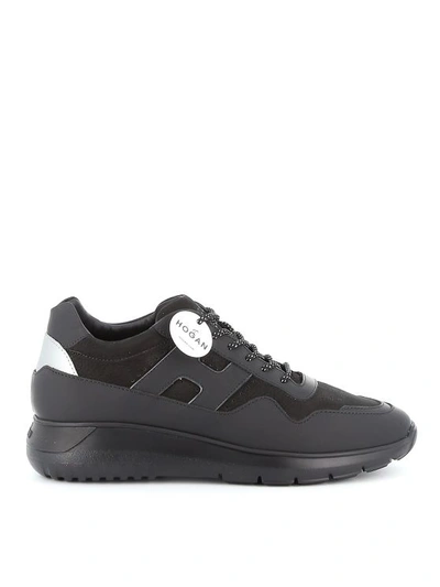 Hogan Interactive³ Leather And Nubuck Sneakers In Black