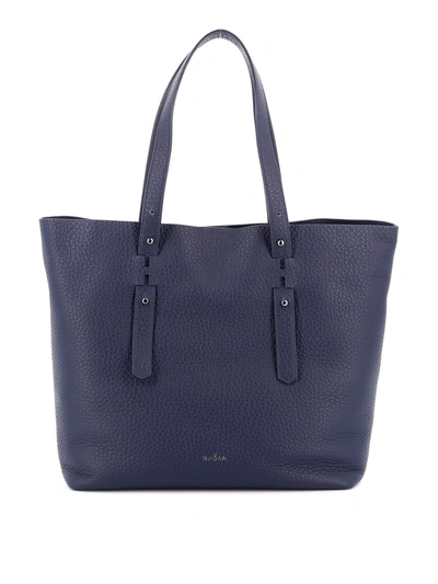 Hogan Grained Leather Tote In Blue
