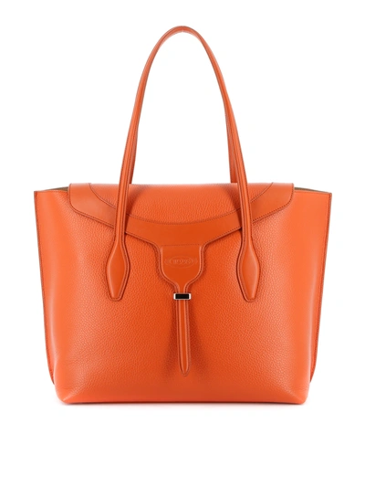 Tod's New Joy Medium Hammered Leather Bag In Orange