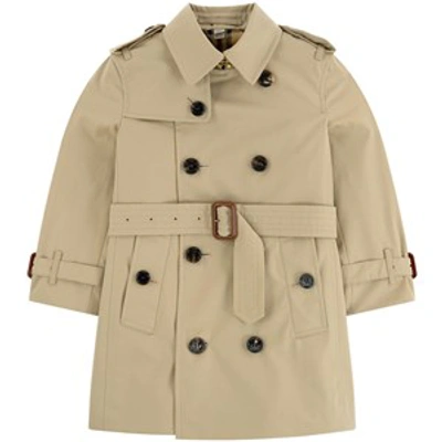 Burberry Mayfair Double-breasted Cotton Trench Coat 6 Months- 2 Years In Beige