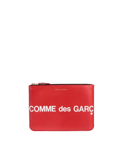 Comme Des Garçons Huge Logo Clutch In Red