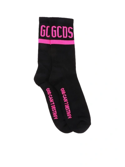 Gcds Socks In Black And Neon Pink