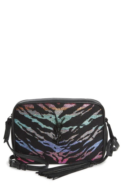 Saint Laurent Lou Metallic Tiger Stripe Crossbody Bag In Noir Multi