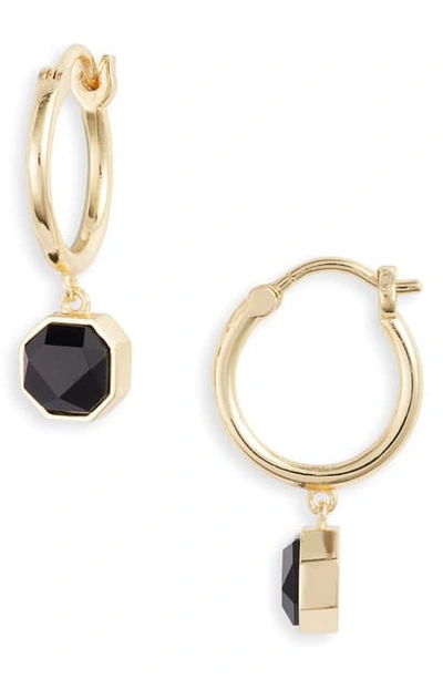 Gorjana Power Stone Charm Huggie Earrings In Black Onyx