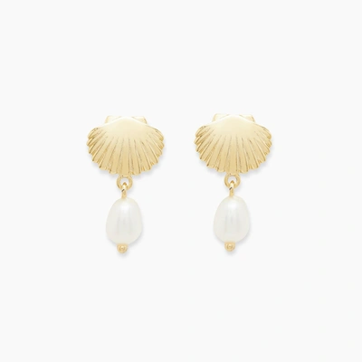 Gorjana Seashell Charm Earrings In White/gold