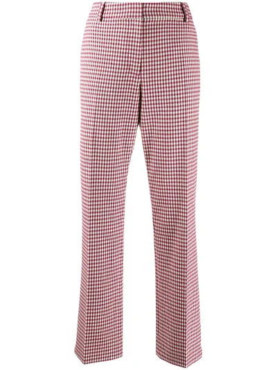 Derek Lam 10 Crosby Galen Straight Gingham Twill Trouser In Pink/white