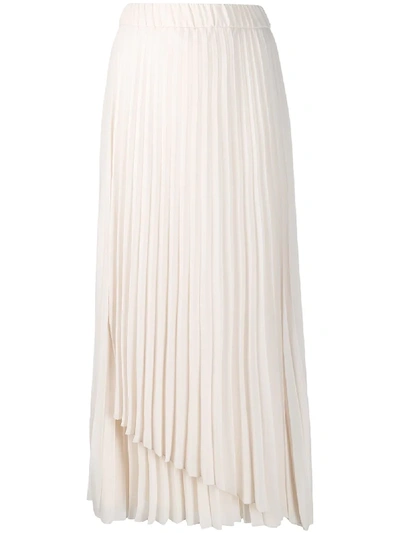 Peserico Asymmetric Pleated Skirt In Neutrals