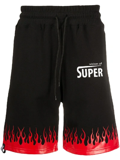 Vision Of Super Flame Print Bermuda Shorts In Black