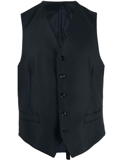 Dell'oglio Single-breasted Wool Waistcoat In Blue