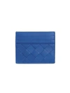 Bottega Veneta Inter Woven Leather Card Case In Bluette