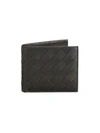 Bottega Veneta Woven Leather Billfold Wallet In Forest Green