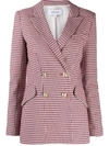 Derek Lam 10 Crosby Rodeo Double Breasted Gingham Twill Blazer In Pink