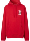 Burberry Tb Logo Print Cotton Jersey Hoodie In Bright Red