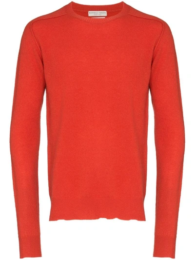 Bottega Veneta Men's Core Cashmere Crewneck Jumper In Red