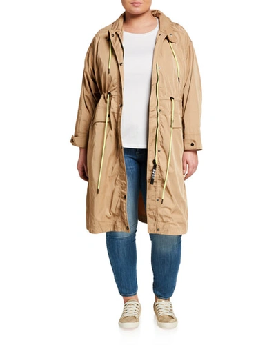 Avec Les Filles Zip-front Rain Coat In Tan