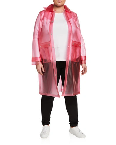 Avec Les Filles Translucent Snap-front Raincoat In Pink