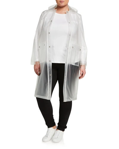 Avec Les Filles Translucent Snap-front Raincoat In Clear