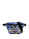 Dolce & Gabbana Men's Marsupio Majolica Fanny Pack/belt Bag In Blue Pattern