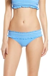 Tory Burch Costa Embroidered Hipster Swim Bikini Bottom In Blue Dusk / White