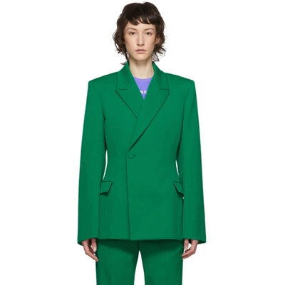 Balenciaga Double-breasted Wool-blend Blazer In Turquoise