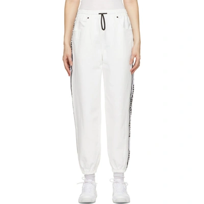 Alexander Wang Striped Denim Track Trousers In Optic White