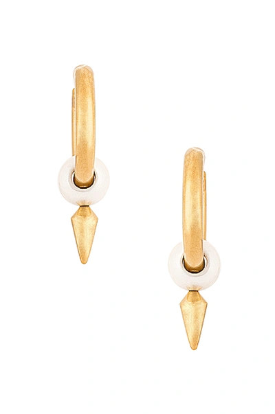 Balenciaga Force Spike Earrings In Gold & Pearl
