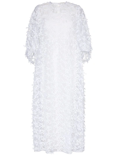 Cecilie Bahnsen Tora Floral-print Rose-chineé Midi Dress In White