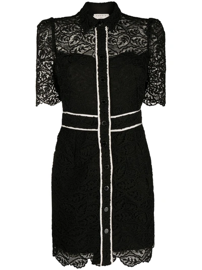 Sandro Livy Grosgrain-trimmed Corded Lace Mini Dress In Black