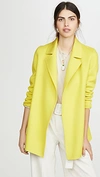 Theory Clairene Open-front New Divide Wool-cashmere Coat In Bright Lime