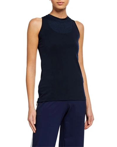 Anatomie Heidi Sleeveless Mesh Dot Top In Navy