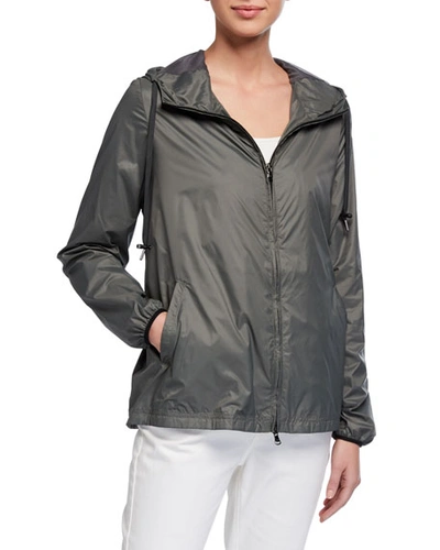 Anatomie Astra Zip-front Hooded Wind-resistant Jacket In Pewter