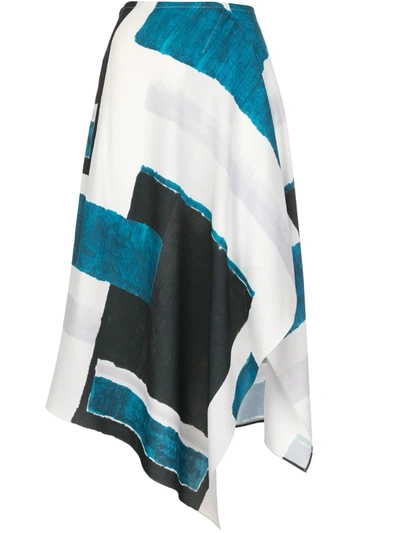 Natori Art Moderna Printed Handkerchief Skirt In Blue