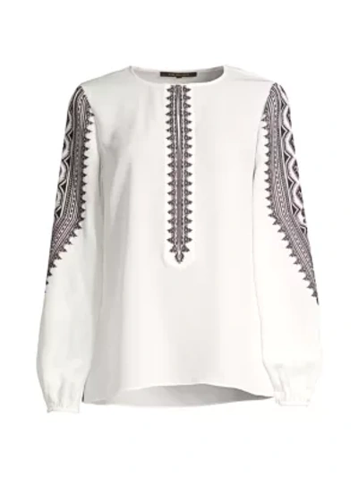 Kobi Halperin Zadie Embroidered Silk Blouse In Ivory