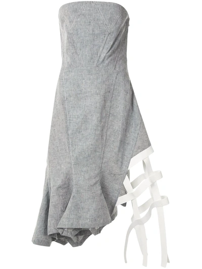 Dawei Asymmetric Strapless Dress In Grey