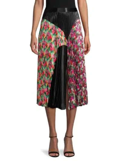 Delfi Collective Front-slit Pleated Skirt In Black Multi