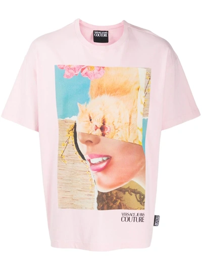 Versace Jeans Couture T-shirt Mit Logo-print In Pink