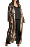 Coldesina Flip Sequin Duster In Pewter Sequin/ Leopard Lining