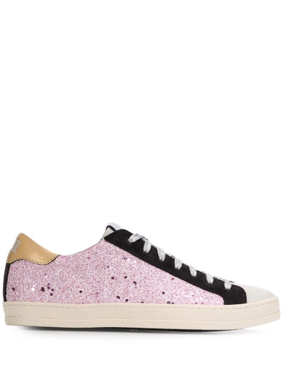 P448 John Glitter-panel Low Top Trainers In Pink