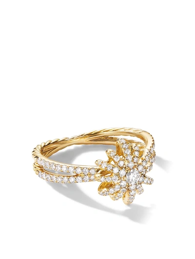 David Yurman 11mm 18kt Yellow Gold Starburst Pave Diamond Ring