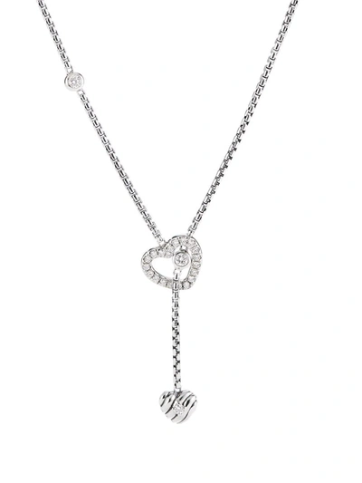 David Yurman Cable Collectibles Heart Y Necklace In Sterling Silver With Pave Diamonds, 21