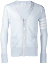 Thom Browne 4-bar V-neck Merino Cardigan In Blue