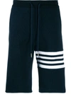 Thom Browne Stripe Detail Sweatshorts In Blue