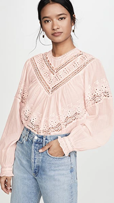 Free People Abigail Victorian Cotton Top In Moon Cake