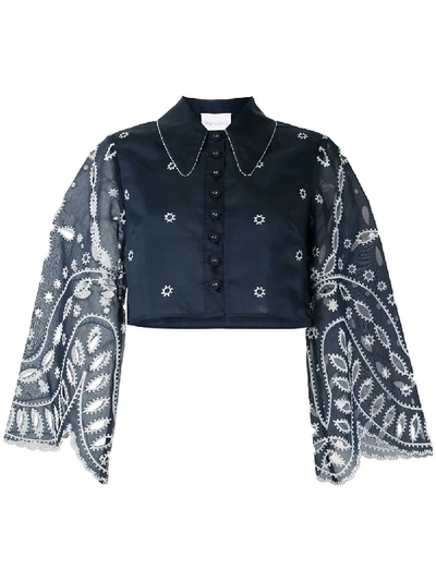 Alice Mccall Moonchild Cropped Lace Shirt In Blue