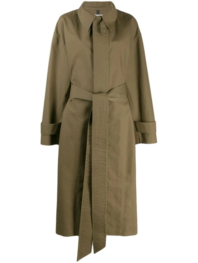 Ami Alexandre Mattiussi Oversized Belted Trench Coat In Brown