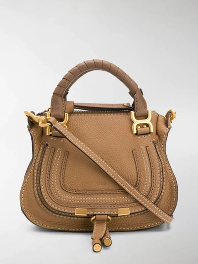 Chloé Marcie Mini Leather Crossbody Satchel In Brown