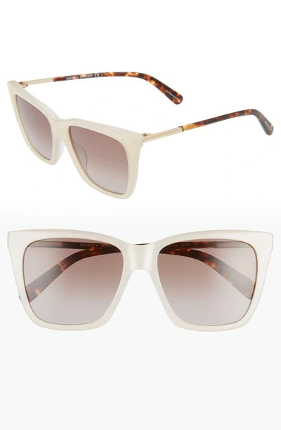 Rebecca Minkoff Indio 55mm Gradient Cat Eye Sunglasses In White Pear/ Brown